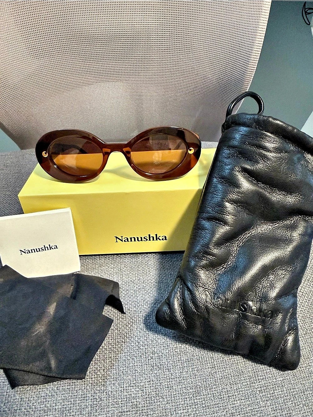 Nanushka Giva - Bioplastic sunglasses - Brown Oval Sunglasses NWT